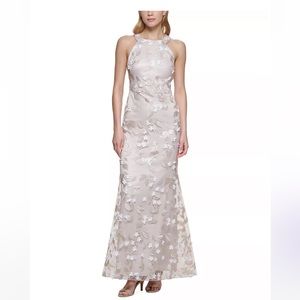Women's Floral-Appliqué Halter Mermaid Gown